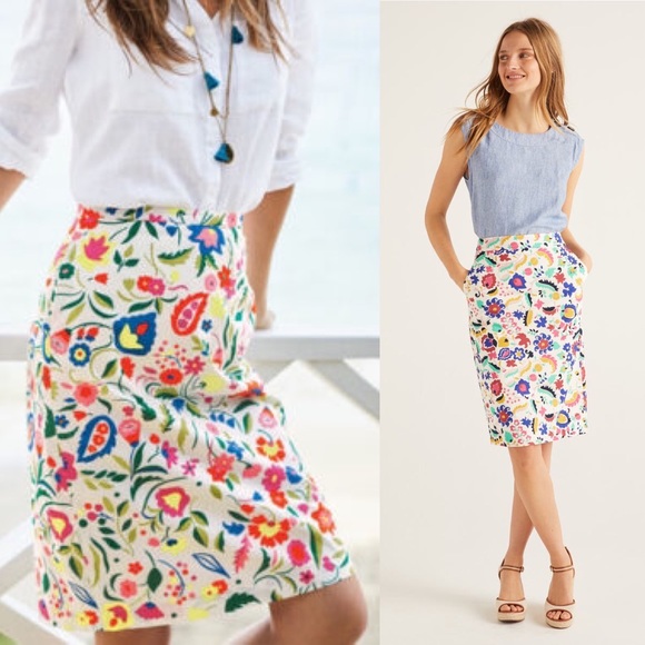 Boden Dresses & Skirts - Boden Sz 8 Gabriella Retro Floral Print Stretch Pencil Skirt